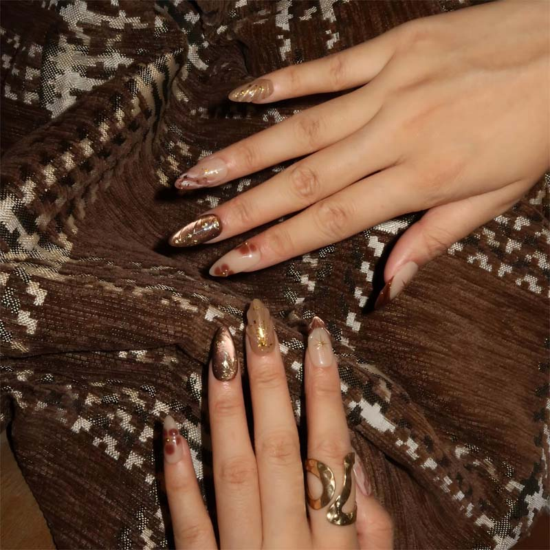 💥30 PCS Handcrafted Almond Press-On Nails Set💅