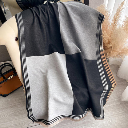 Oversized Color-Block Scarf Shawl