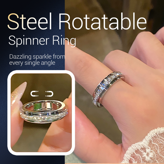 Titanium Steel Rotatable Spinner Ring with Zirconia