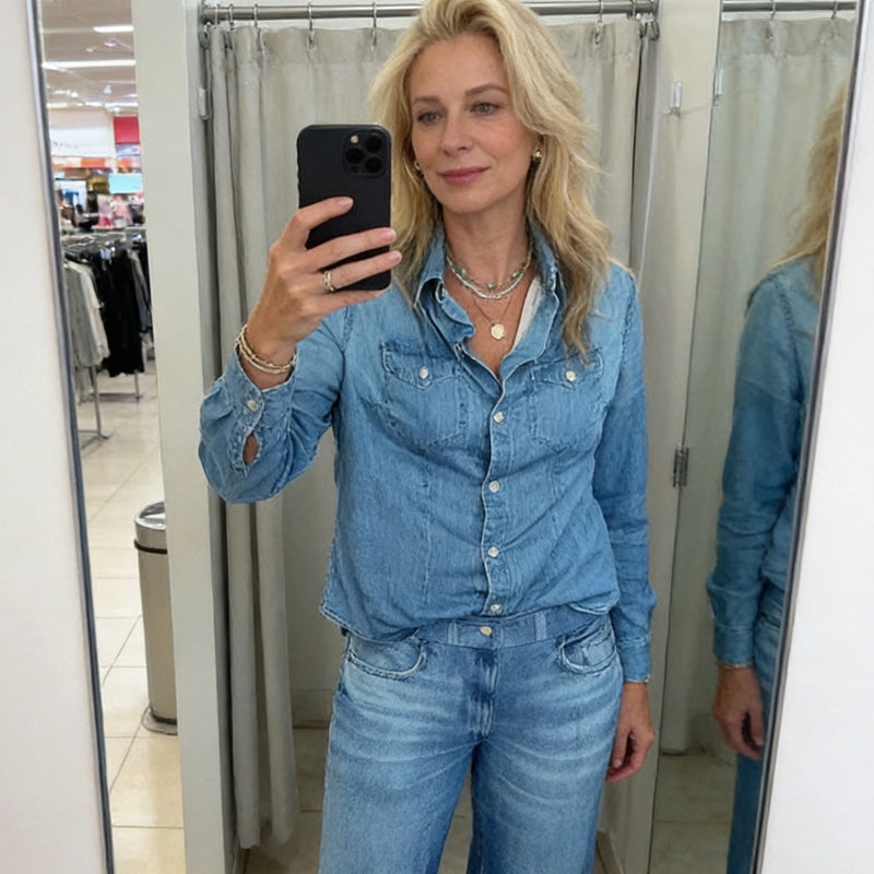 Women’s Faux Denim Pajama 2-Piece Set