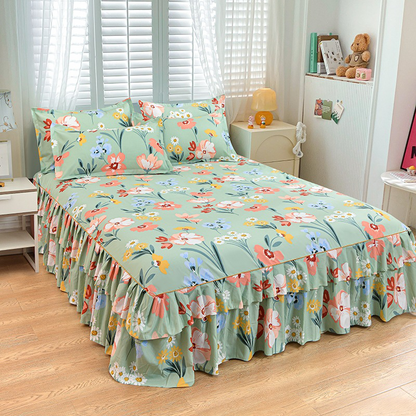 🛏️ 3-Piece Ruffled Bed Skirt Set – Elegant Design, Easy Fit & Complete Coverage 🛌