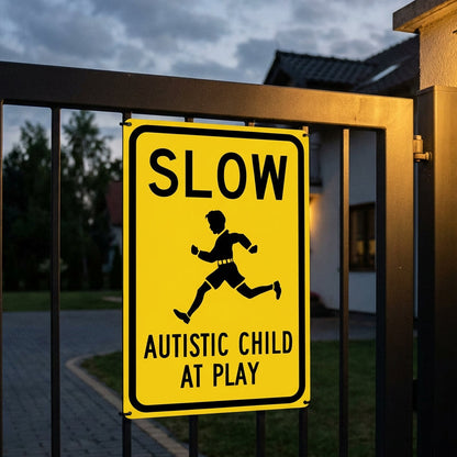 Slow Autistic Child At Play Warning Sign