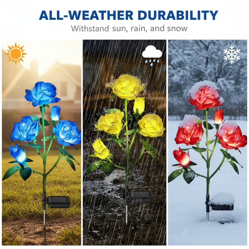Solar Powered Rose Flower Garden Stake Lights