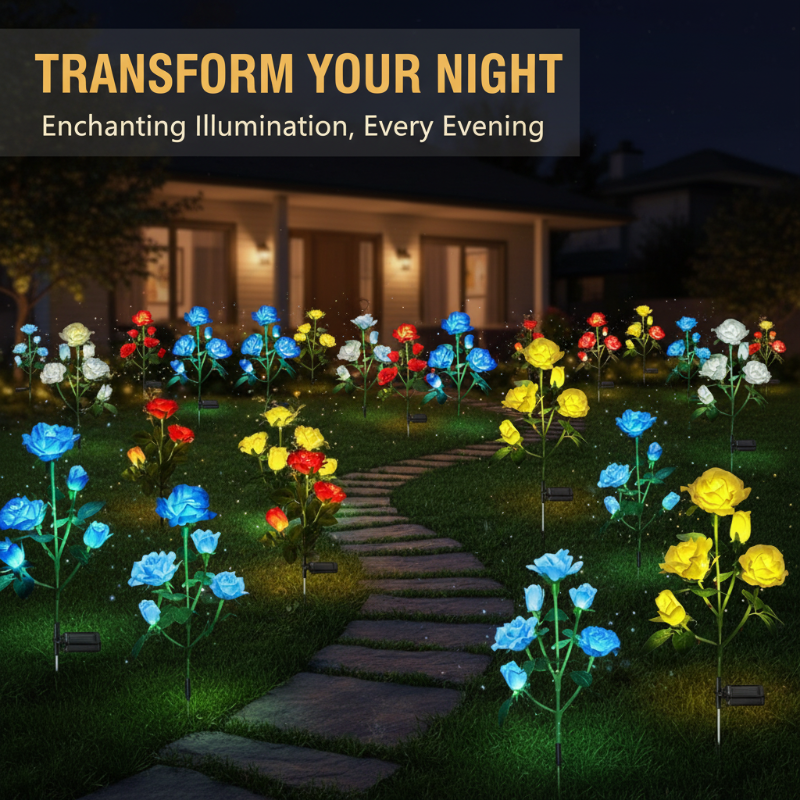 Solar Powered Rose Flower Garden Stake Lights
