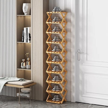Durable Foldable Bamboo Shoe Rack
