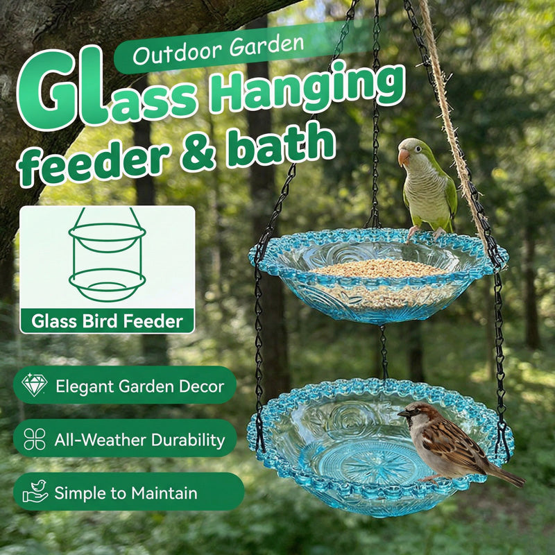 💞50K+ SOLD!🐦🌧️Vintage-Style Bird Feeder with Bath – Hangs anywhere, easy to fill. Attracts robins & blue tits. Perfect for nature lovers. 🏡✨