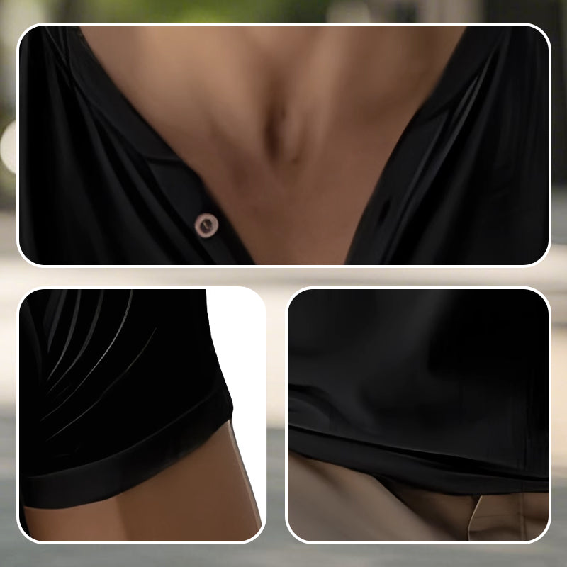 Men's Casual Slim Fit Henley Neck Short Sleeve T-Shirt