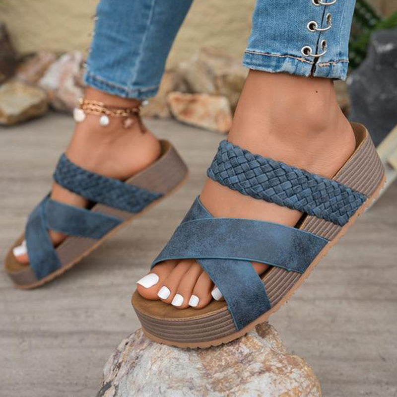 👡 Women's Criss-Cross Woven Strap Wedge Sandals – Comfortable, Stylish & Perfect for Summer Days ☀️