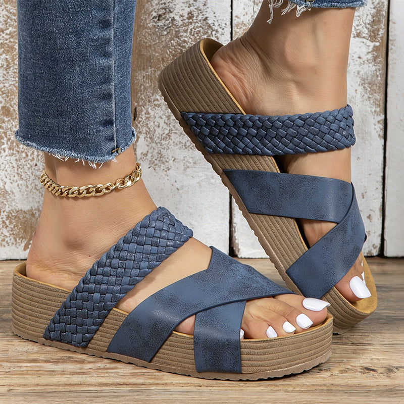 👡 Women's Criss-Cross Woven Strap Wedge Sandals – Comfortable, Stylish & Perfect for Summer Days ☀️