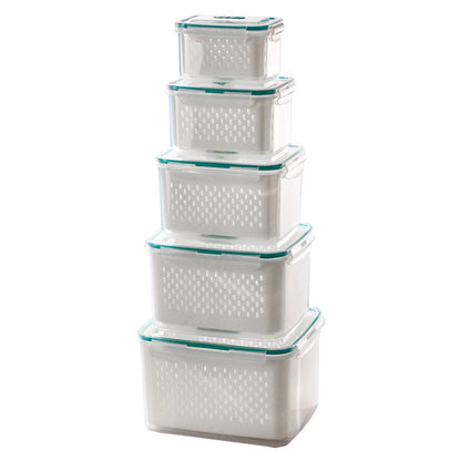 🥗 🧊 2 in 1 Draining Fresh-Keep Food Container – Airtight & Microwave Safe – Fridge Essential 🔒