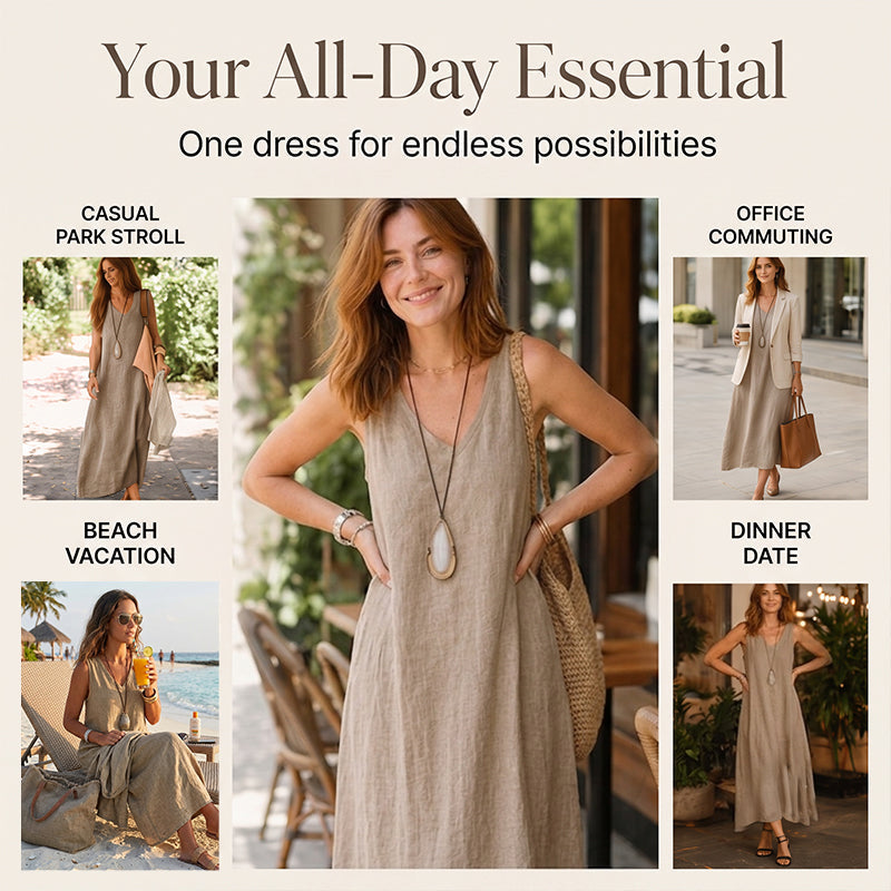Women's Sleeveless V-Neck Maxi Dress