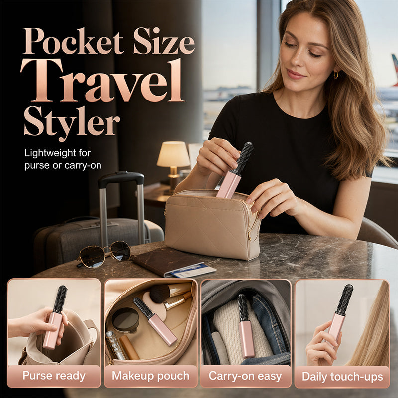 💇✨Portable Cordless Hair Straightening Comb – heats in 3 seconds, smooths bangs & flyaways anywhere. Quick, neat styling on the go! 🛡️✅