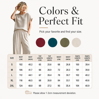 🌿Women's Short Sleeve Top & Wide-Leg Pants Set