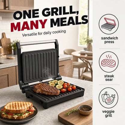 🍳Electric Sandwich Press and Panini Maker with 180‑Degree Flat Grill, Fast‑Heating Non‑Stick Indoor Countertop Grill for Steak, Burgers & Toasted Sandwiches