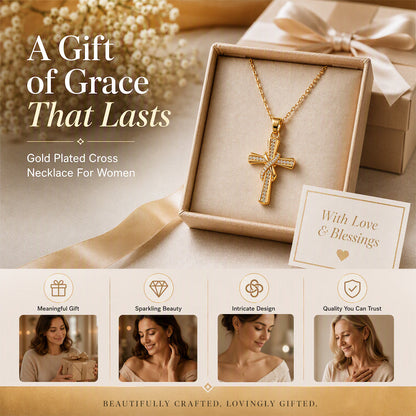 Women's Sparkling Twisted Knot Cross Pendant Necklace – Elegant design, brilliant shine & lightweight – Perfect for daily wear & special occasions 💖