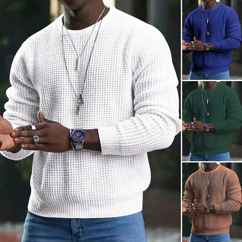 🎁JMIERR Men’s crew-neck jumpers – soft, relaxed jumpers, classic long-sleeved jumpers with ribbed hems