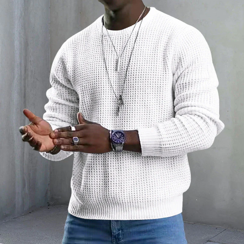 🎁JMIERR Men’s crew-neck jumpers – soft, relaxed jumpers, classic long-sleeved jumpers with ribbed hems