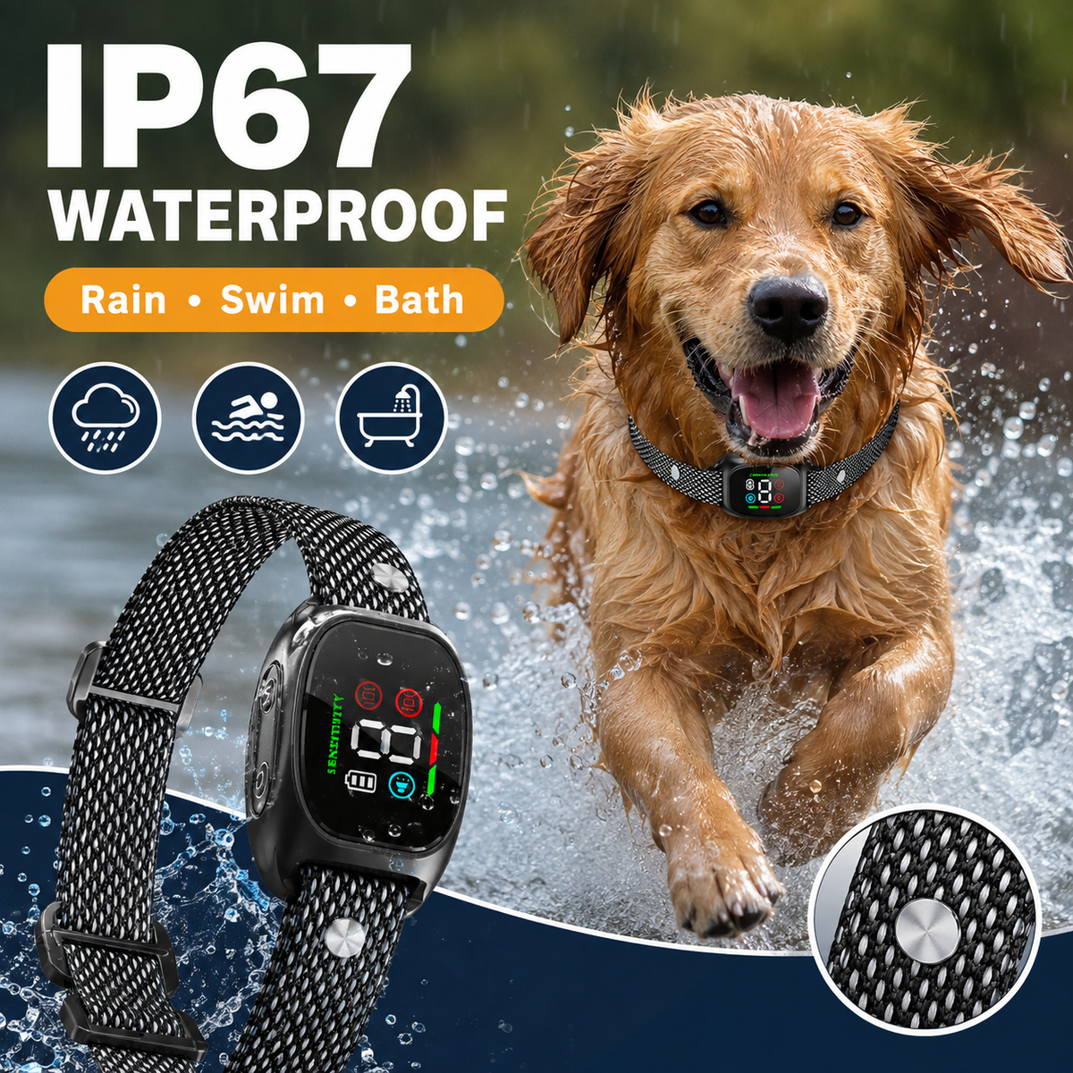 🐕🐾 Anti Bark Collar – Smart anti‑false triggering filters out other barks. IP67 waterproof & USB rechargeable – worry‑free training anywhere! 💦✅
