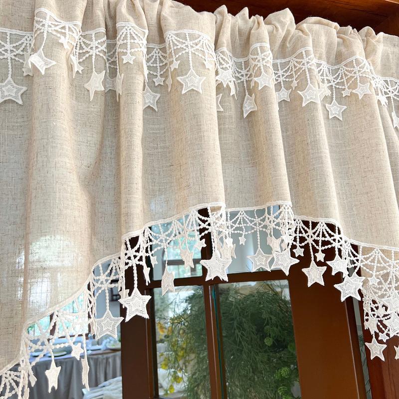 ⏳Limited-time 50% off💥Versatile Country Style Curtain with Star Lace Trim⭐️