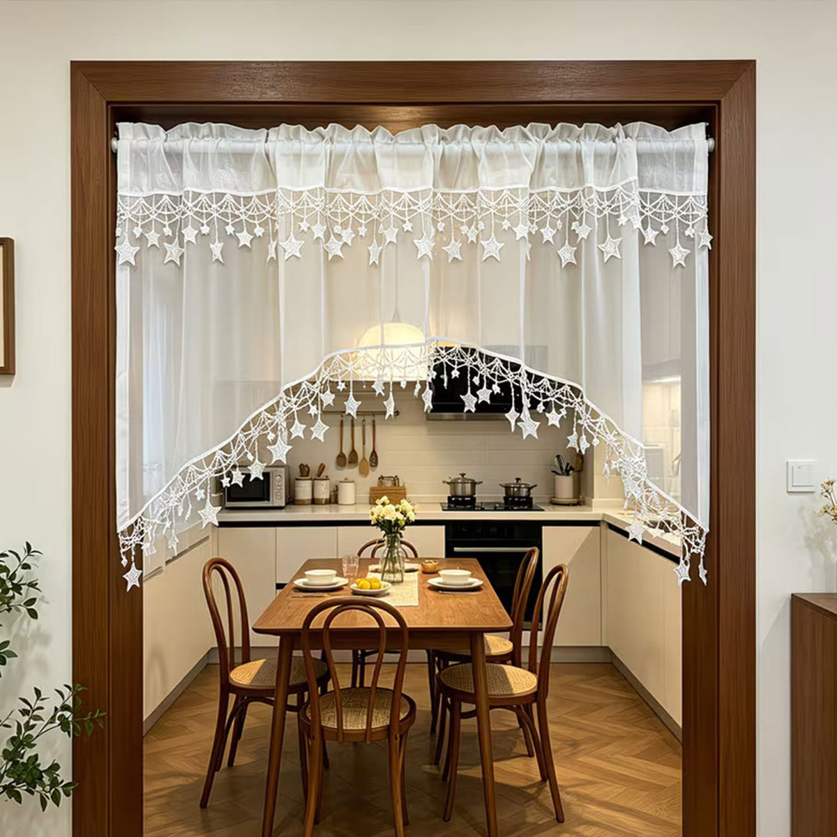 ⏳Limited-time 50% off💥Versatile Country Style Curtain with Star Lace Trim⭐️