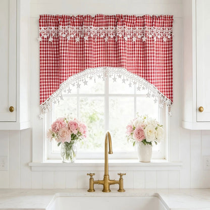 ⏳Limited-time 50% off💥Versatile Country Style Curtain with Star Lace Trim⭐️