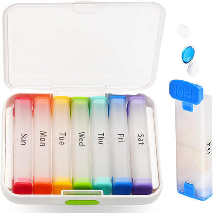 🧳💊 7-Day Detachable Pill Organizer – Color Coded, Portable, Light Resistant ✨