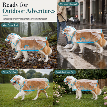 🌧️ Transparent Waterproof Dog Raincoat – XS to 8XL