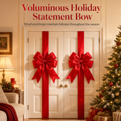 Christmas Red Bow Decoration for Kitchen Cabinet Doors and Front Doors with Hook and Loop Fastener
