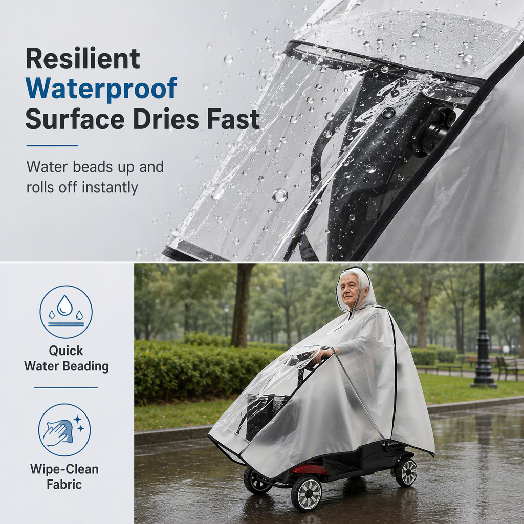 Thickened Extra Large Waterproof PVC Cover and Poncho for Senior Mobility Scooters and Four Wheel Electric Vehicles
