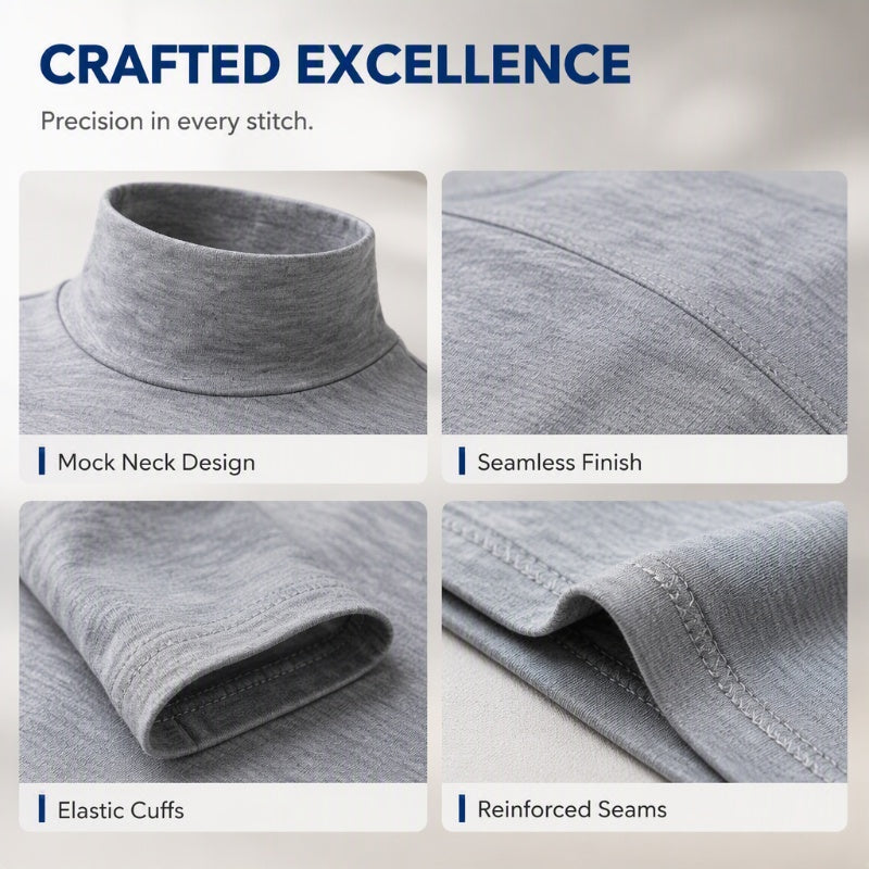 👕 Streamlined Silhouette, Comfortable Neck Coverage | Men's Slim Fit Mock Turtleneck Top