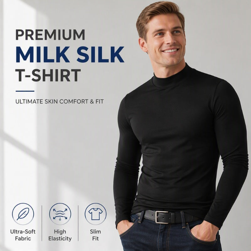 👕 Streamlined Silhouette, Comfortable Neck Coverage | Men's Slim Fit Mock Turtleneck Top