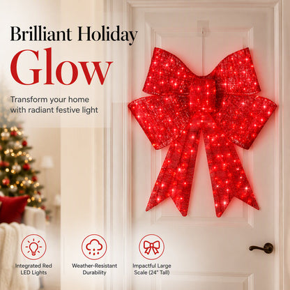 📢📢50% OFF !! ⏰Weatherproof LED Pre-Lit Christmas Bow