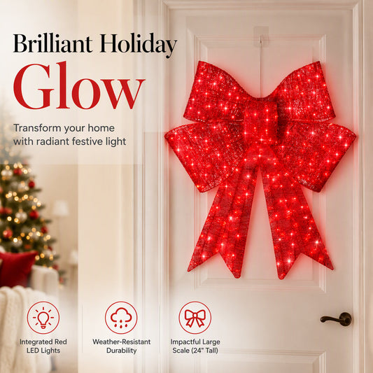 📢📢50% OFF !! ⏰Weatherproof LED Pre-Lit Christmas Bow